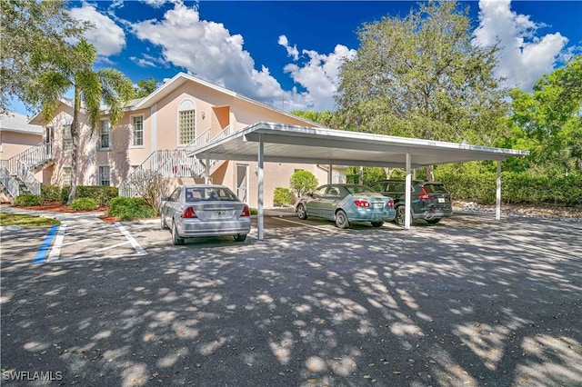 view of parking with a carport