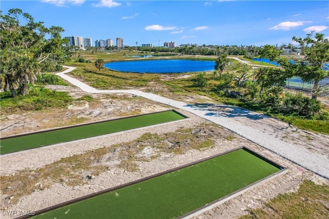 view of property's community with a water view