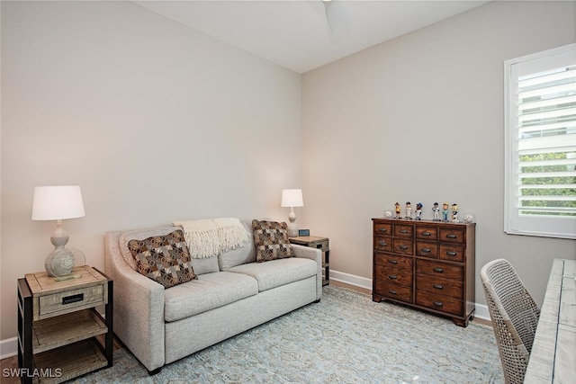 living room with light hardwood / wood-style flooring