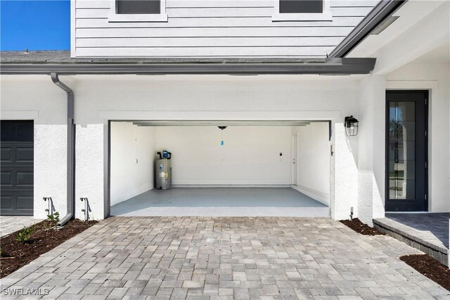 garage with water heater