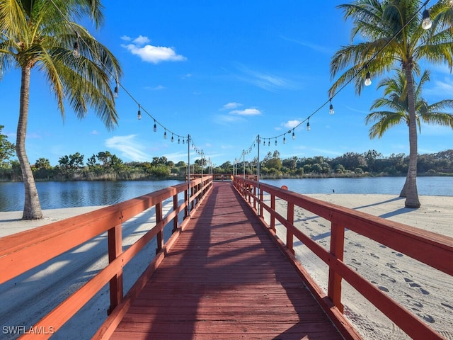 dock area featuring a water view