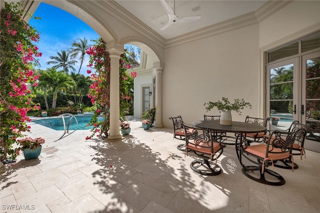 view of patio / terrace with ceiling fan