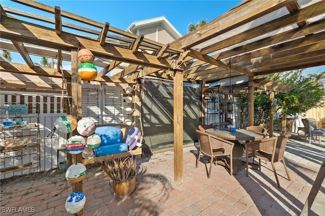 view of patio featuring a pergola