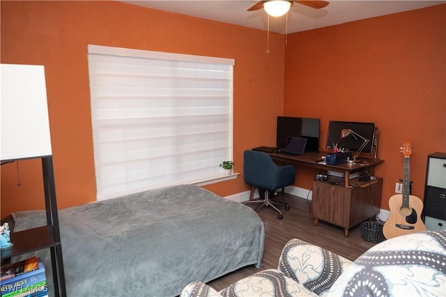 4176 Madison St, Ave Maria, FL 34142 - bedroom with wood finished floors, an office area, and ceiling fan