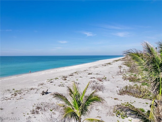 property view of water with a beach view