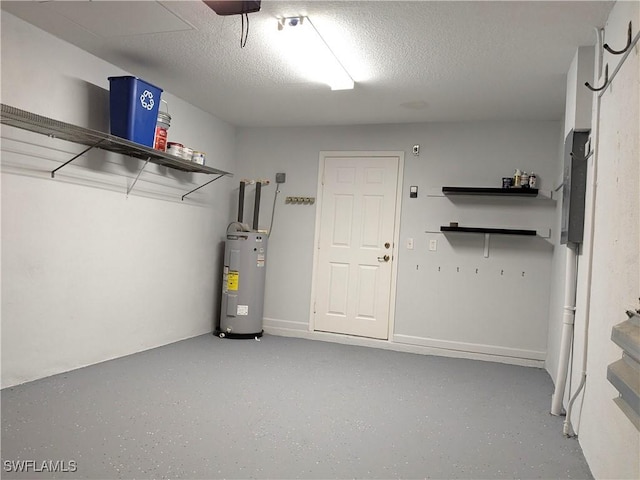 garage with electric water heater