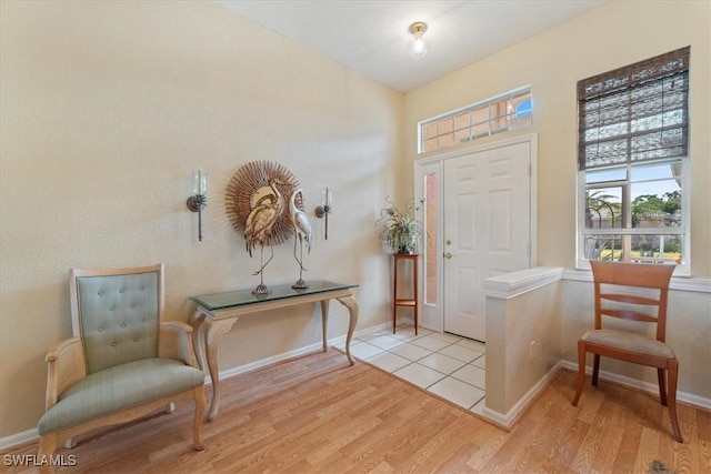 foyer with light hardwood / wood-style floors