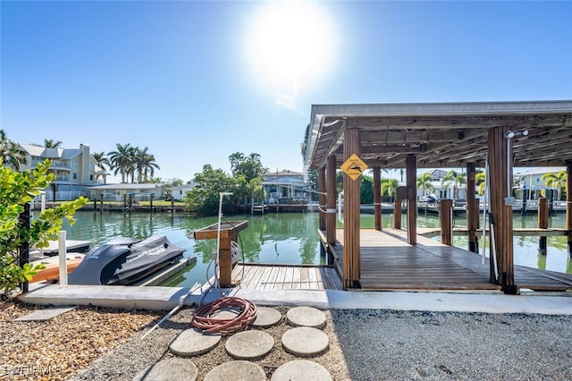 view of dock featuring a water view