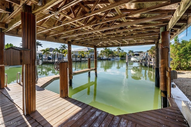 view of dock featuring a water view