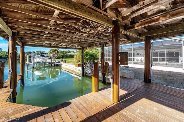 dock area featuring boat lift