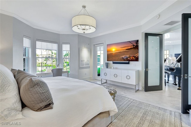 bedroom featuring ornamental molding