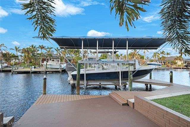 view of dock featuring a water view