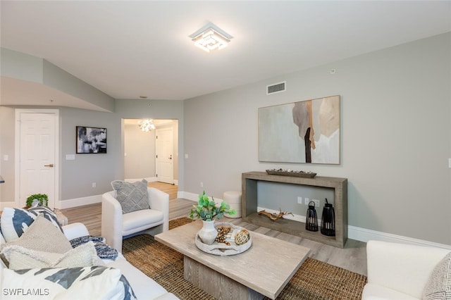 living room featuring light hardwood / wood-style flooring