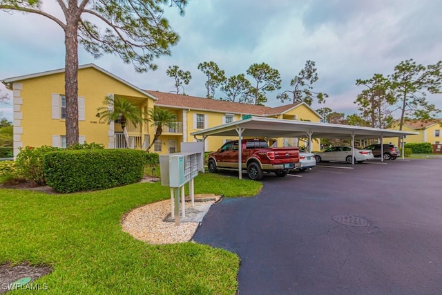 view of covered parking lot