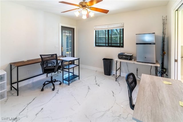 office area featuring ceiling fan