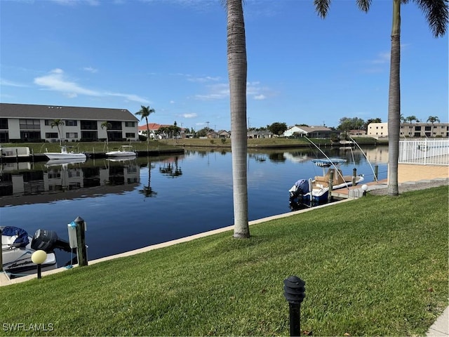 view of water feature featuring a dock