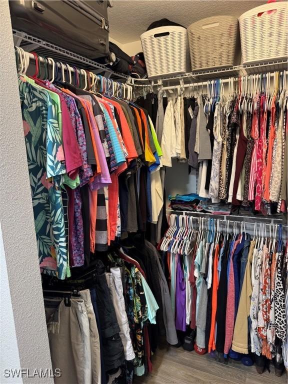 walk in closet featuring hardwood / wood-style floors