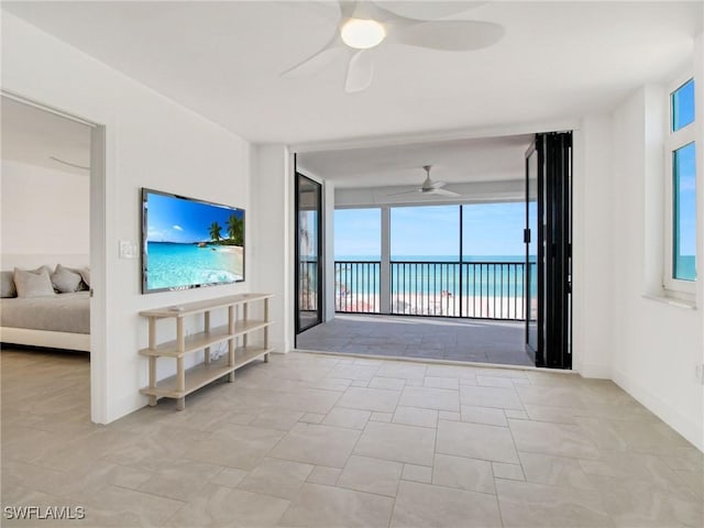 living room with ceiling fan