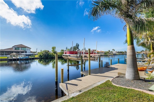 dock area featuring a water view