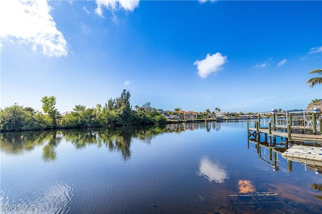 dock area featuring a water view