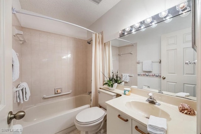6094 Westbourgh Dr, Naples, FL 34112 - full bathroom featuring vanity, shower / bath combination with curtain, toilet, and a textured ceiling
