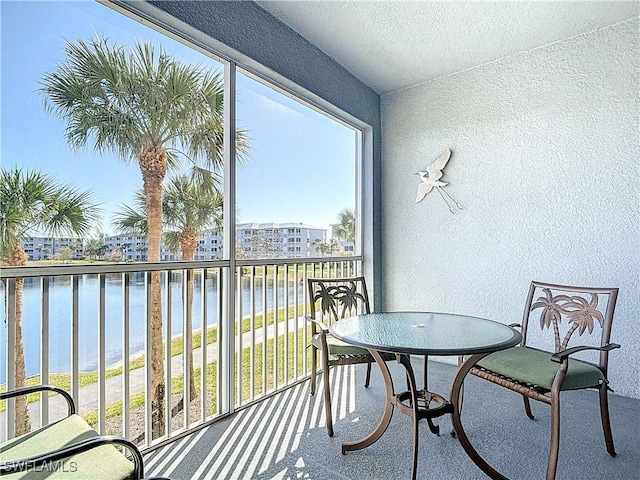 balcony with a water view