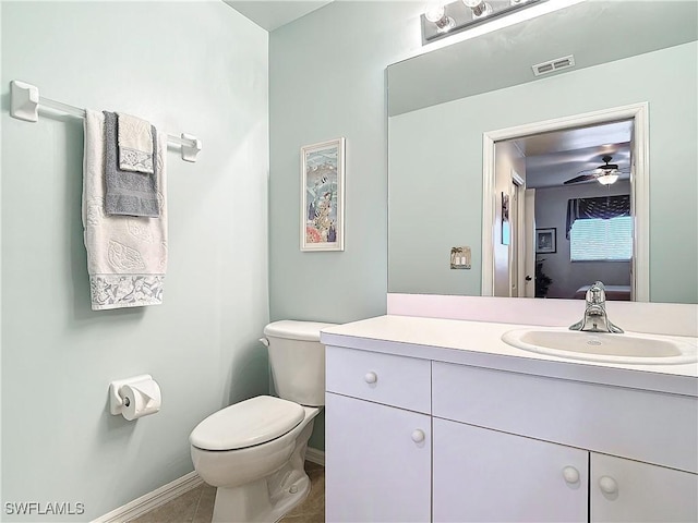 bathroom with vanity, tile patterned floors, and toilet