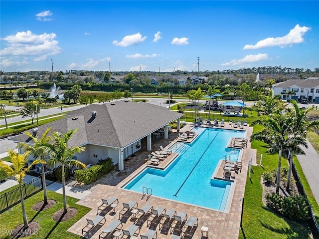 view of pool featuring a patio