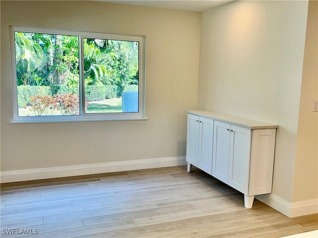 interior space featuring plenty of natural light and light hardwood / wood-style flooring