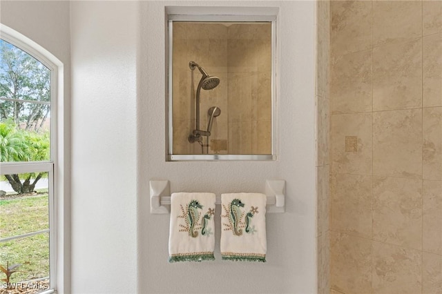 room details with a tile shower