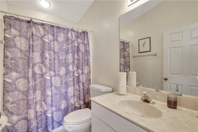 full bathroom with vanity and toilet