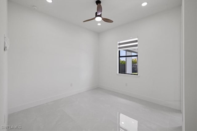 unfurnished room with ceiling fan