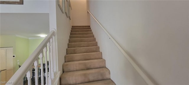 staircase with ornamental molding