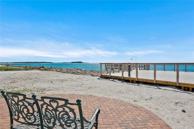 dock area featuring a water view