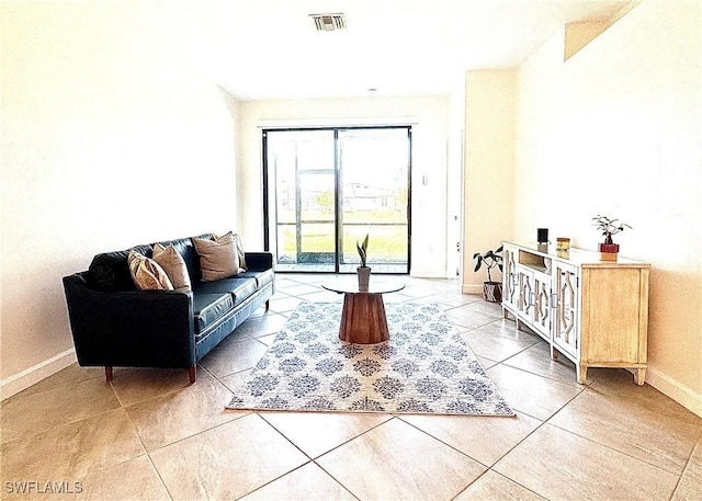 view of tiled living room