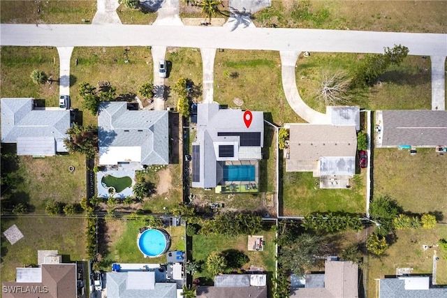 drone / aerial view with a residential view