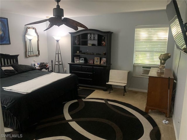 carpeted bedroom featuring cooling unit