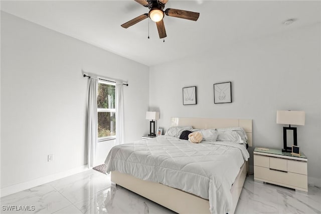 bedroom featuring ceiling fan