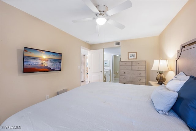 bedroom featuring ceiling fan