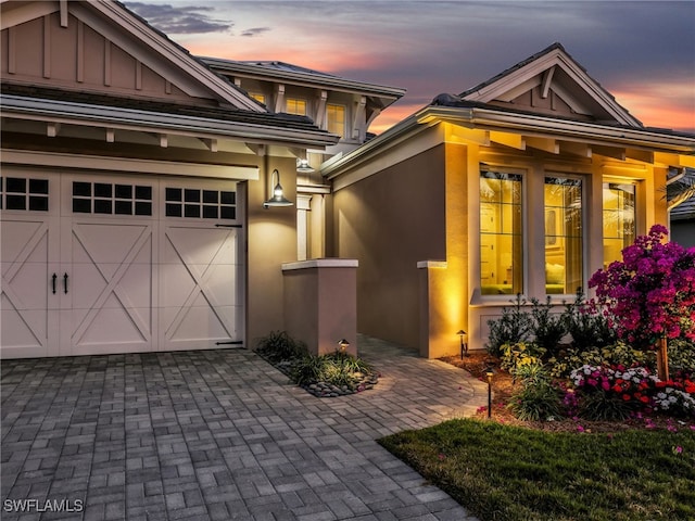 view of front of house with a garage