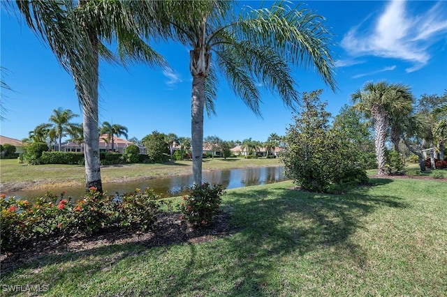 view of yard featuring a water view