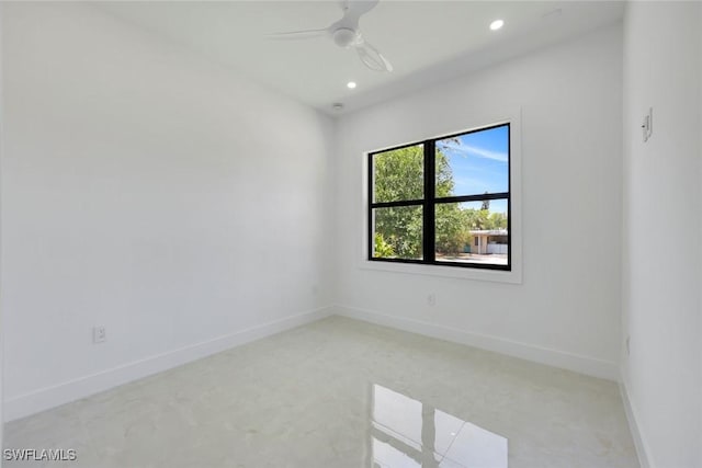 1312 Trail Terrace Dr, Naples, FL 34103 - empty room with baseboards, recessed lighting, ceiling fan, and light colored carpet