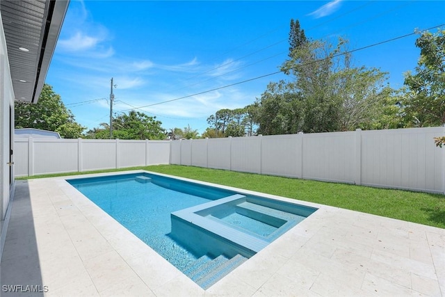 1312 Trail Terrace Dr, Naples, FL 34103 - view of pool featuring a patio area, a fenced backyard, and a pool with connected hot tub