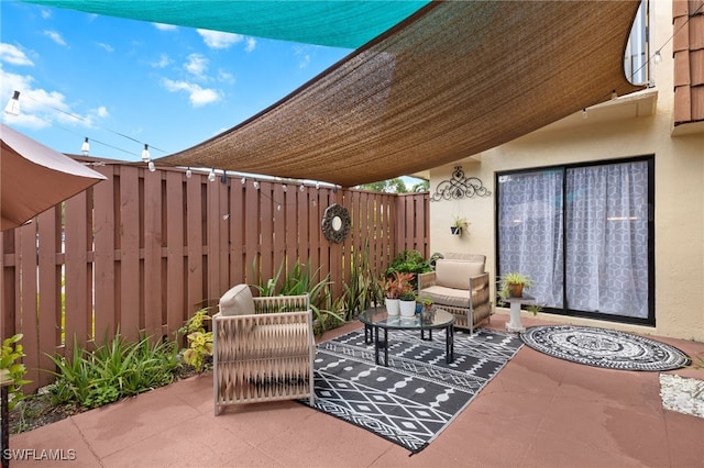 view of patio featuring an outdoor hangout area