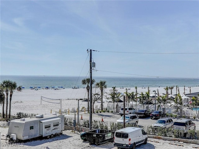 property view of water with a beach view