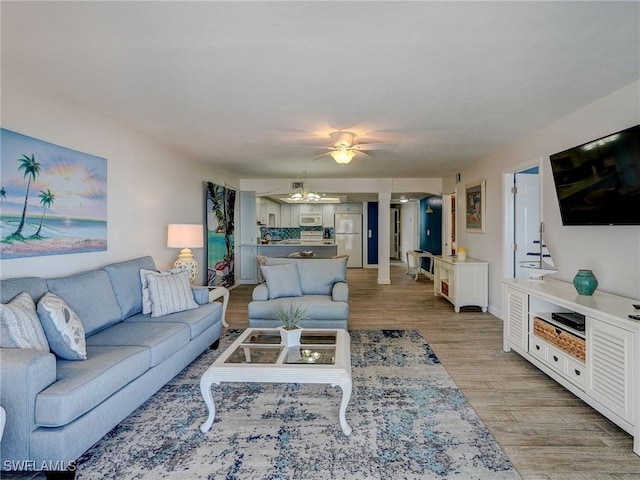 living room featuring light hardwood / wood-style floors