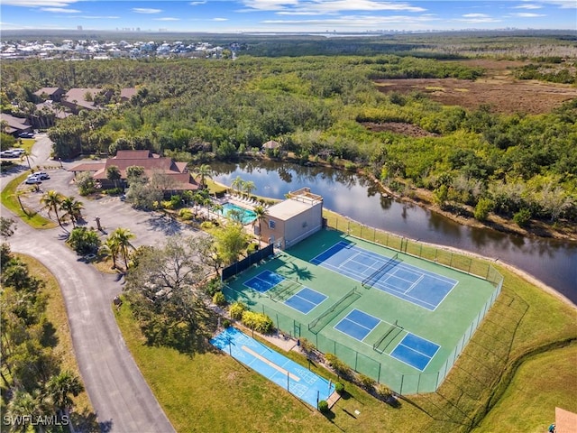 bird's eye view featuring a water view