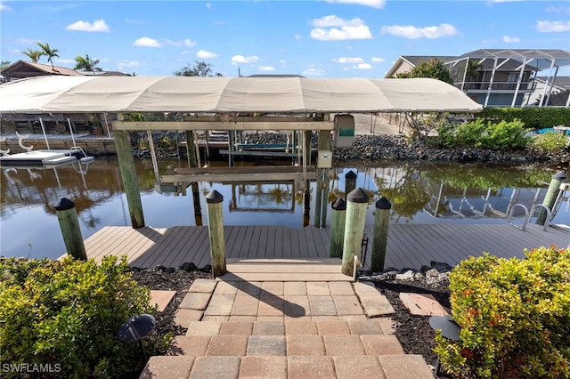 dock area featuring a water view