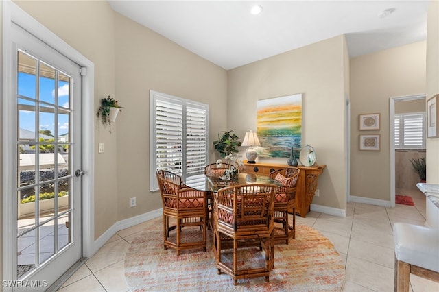 dining room with light tile patterned floors