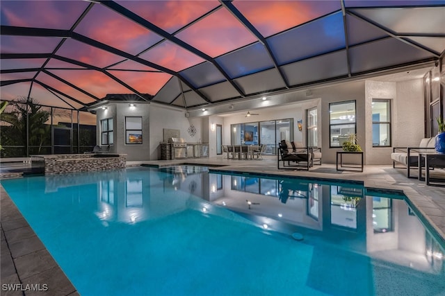 4641 Azalea Dr, Naples, FL 34119 - outdoor pool featuring a lanai, outdoor dry bar, and a patio